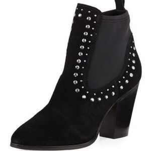DONALD J. PLINER Senor Chelsea Studded Booties Size 9.5 Black Suede Studded NWOT
